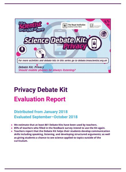 Privacy Debate Kit Evaluation Report Cover